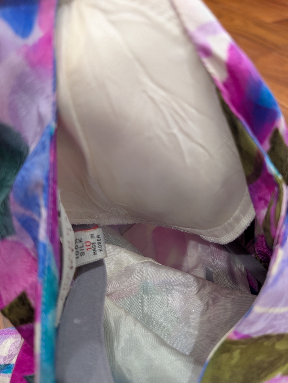 Adrianna Papell Vintage Soup Silk Floral Button DownTop - Teal Pink Purple Sz 10 - Picture 6 of 8